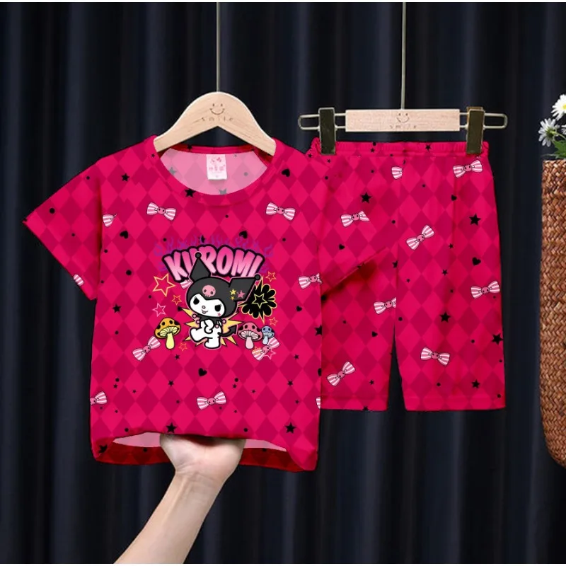 

Short Sleeve Pajamas Sets Playful Cartoon Character Printed Cozy Sleepwear Breathable Suits Little Boys Girls Cardigan Summer
