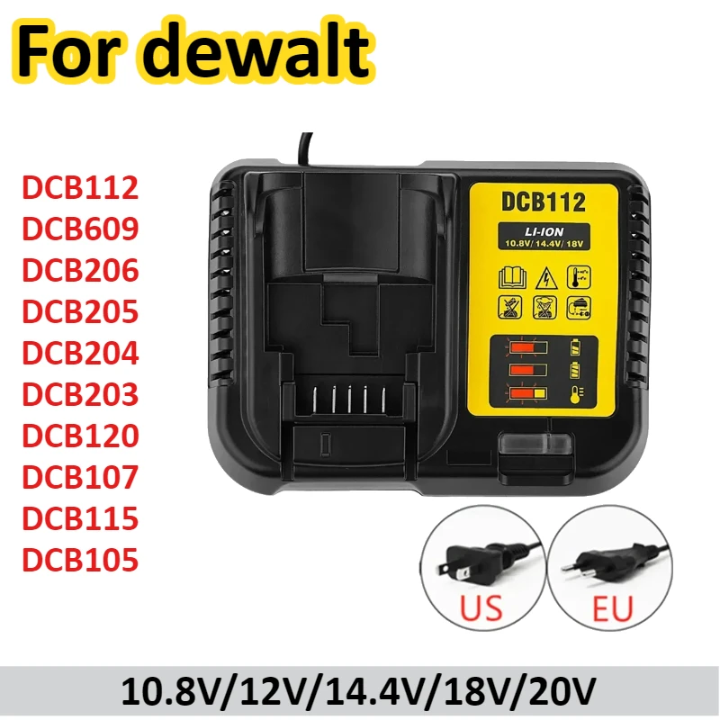 

DCB112 DCB609 10.8V/12V/14.4V/18V/20V Lipo Battery Charger for Dewalt DCB206 DCB205 DCB204 DCB203 DCB120,DCB107 DCB115 DCB105