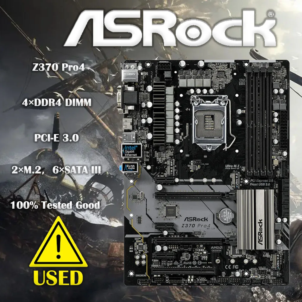 Imagem -01 - Desktop Motherboard Mainboard Original Intel Z370 Z370m Ddr4 Lga 1151 Asrock-z370 Pro4
