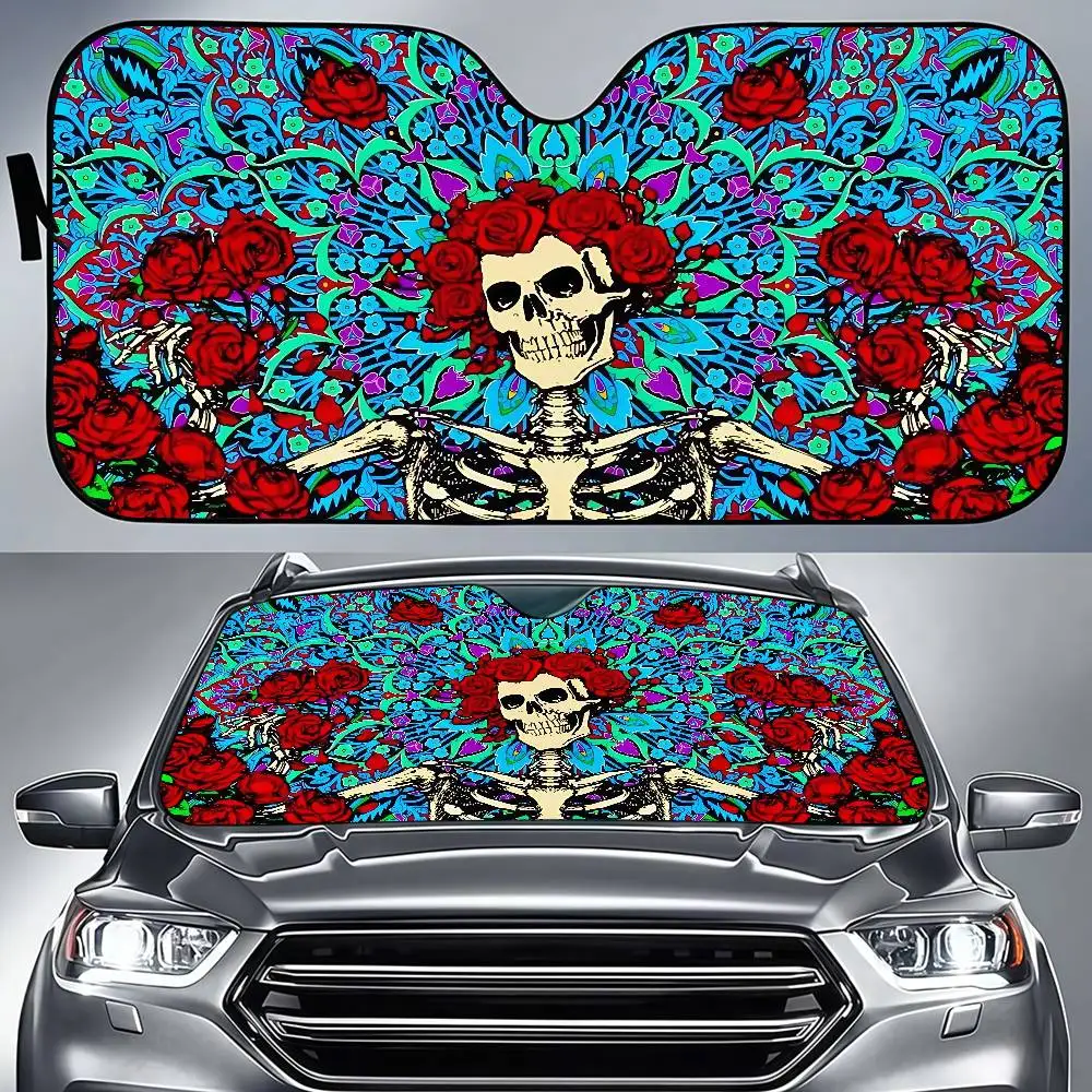 

ABSTRACT SKELETON ROSES Car SunShade Cartoon Window For Children Adults Adsorption SunShade Cover