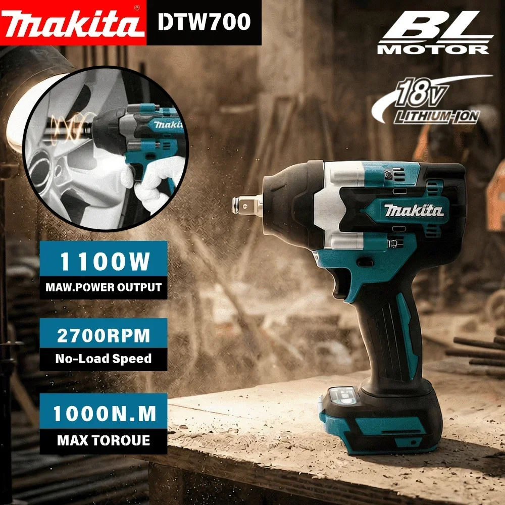 Makita DTW700 18V Cordless Impact Wrench High Torque Brushless Tool For Car Tire Removal Wheel Nut Fastening Auto Repair Tool