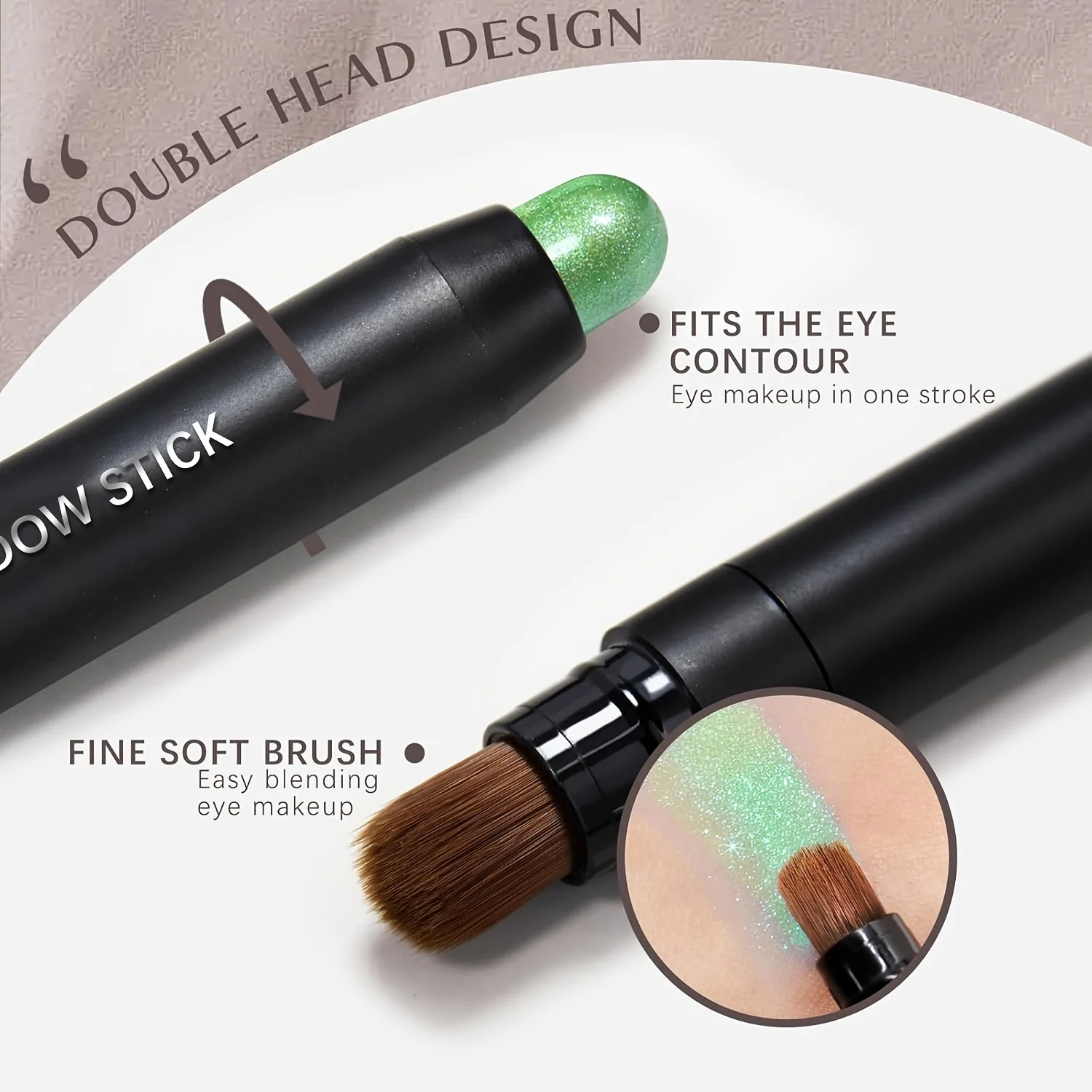 Juego de barras de sombra de ojos brillantes, maquillaje de sombra de ojos resaltador impermeable de larga duración, barras de sombra de ojos con brillo con cabezal de cepillo suave