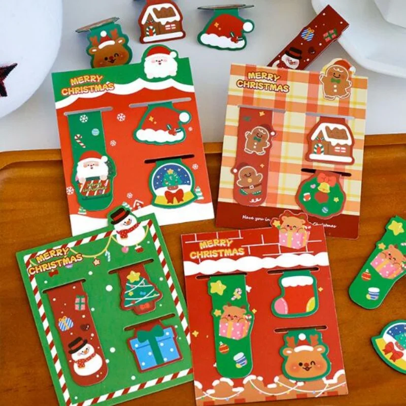 

24 компл./лот Kawaii Рождество Санта-Клаус Лось Снеговик магнитная закладка милая книжная отметка для книг школьные канцелярские товары