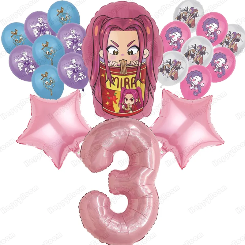 20 قطعة KPop شيطان الصيادين موضوع بالون حفلة عيد ميلاد زينة 32 بوصة عدد بالون مجموعات استحمام الطفل الاطفال هدية Globos #4