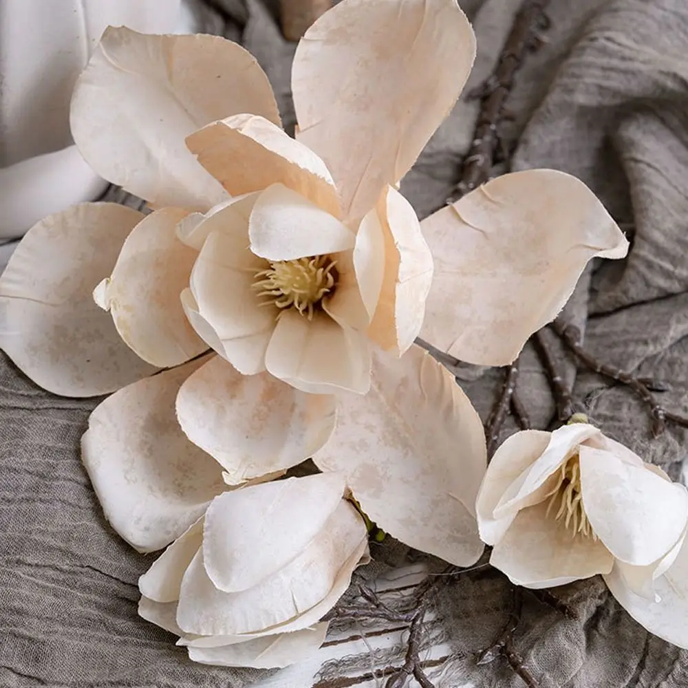 

Luxury Artificial Magnolia Branch Real Touch Handmade Artificial Orchid Flowers Elegant Realistic Fake Flower