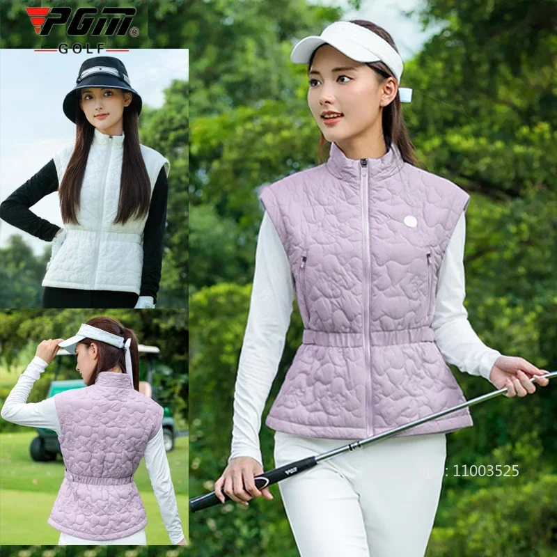2025 Pgm Golf Women's Clothing Zipper Stand Up Collar Vest Ladies Warm Down Sleeveless Golf Jacket Thicken Casual Waistcoat