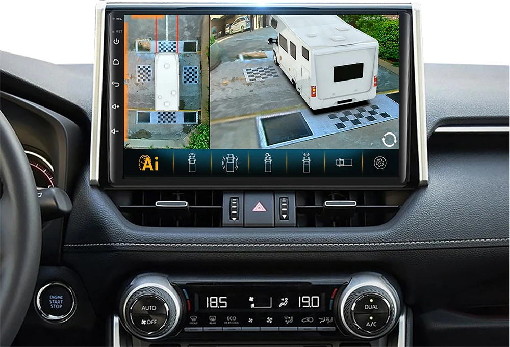 Super Night Vision 3D 1080P 360 AI Car Camera Around View System for Motorhome RV Car Reversing Aid