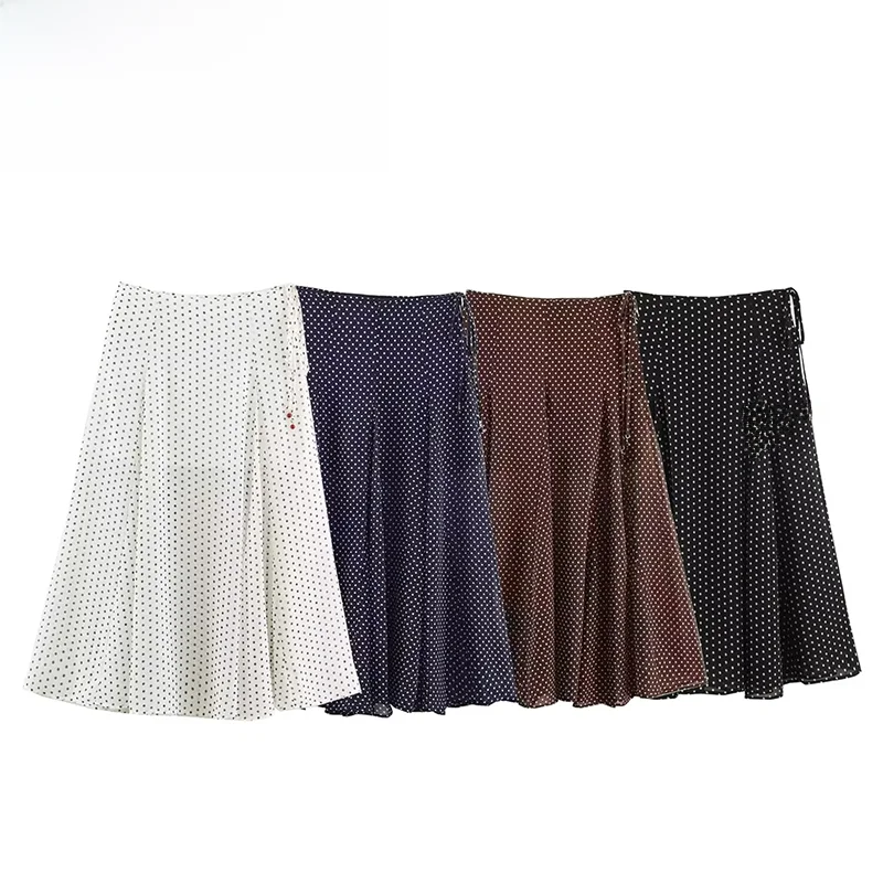 Fashionable Polka Dot Midi Skirt Women's Clothing ZR Autumn New Arrival Standard Fit A-Line Skirt Casual Polyester Fabric
