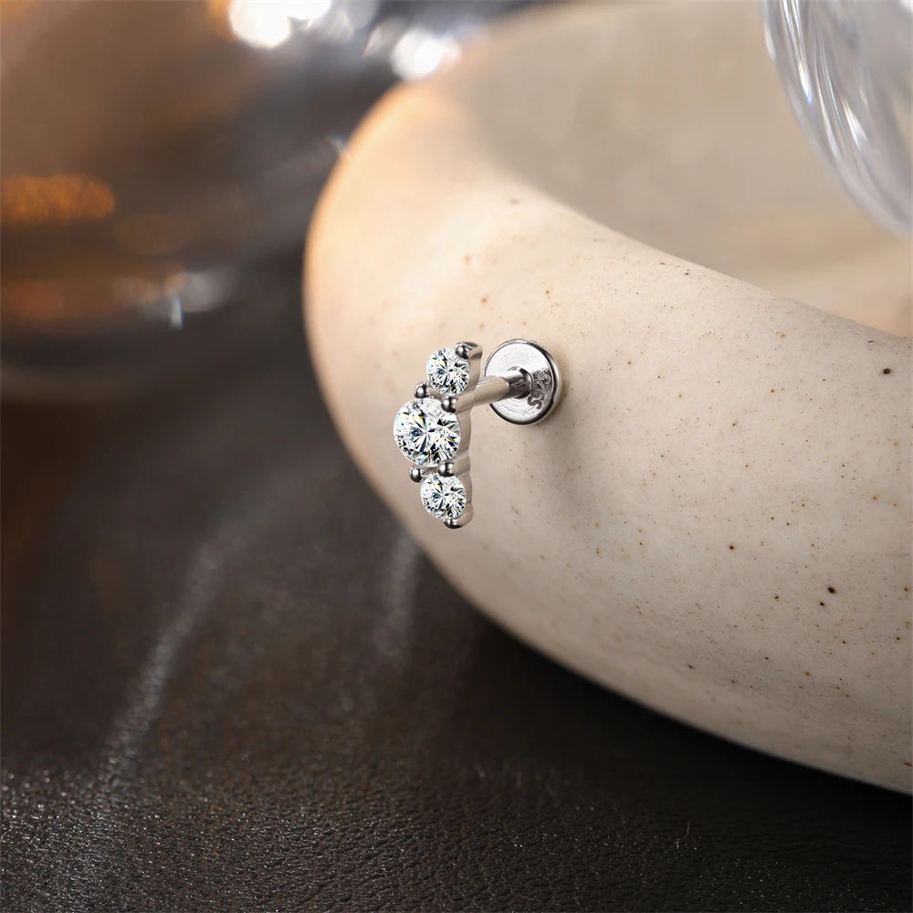 ROXI Moissanit 925 Sterling Silber Geometrischer Quasten-Ohrstecker für Damen, flacher Rücken, Helix-Blumenanhänger, edler Schmuck – Detail 20