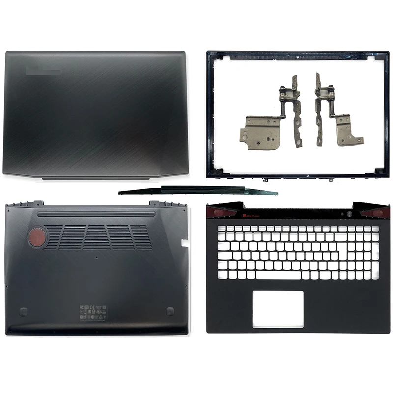 Imagem -01 - para Lenovo Y70 Y7070 Portátil Lcd Capa Traseira Frente Moldura Apoio de Mãos Dobradiças Caixa Inferior Dobradiça Capa Preta a b c d Cobrir 17 Polegada Novo