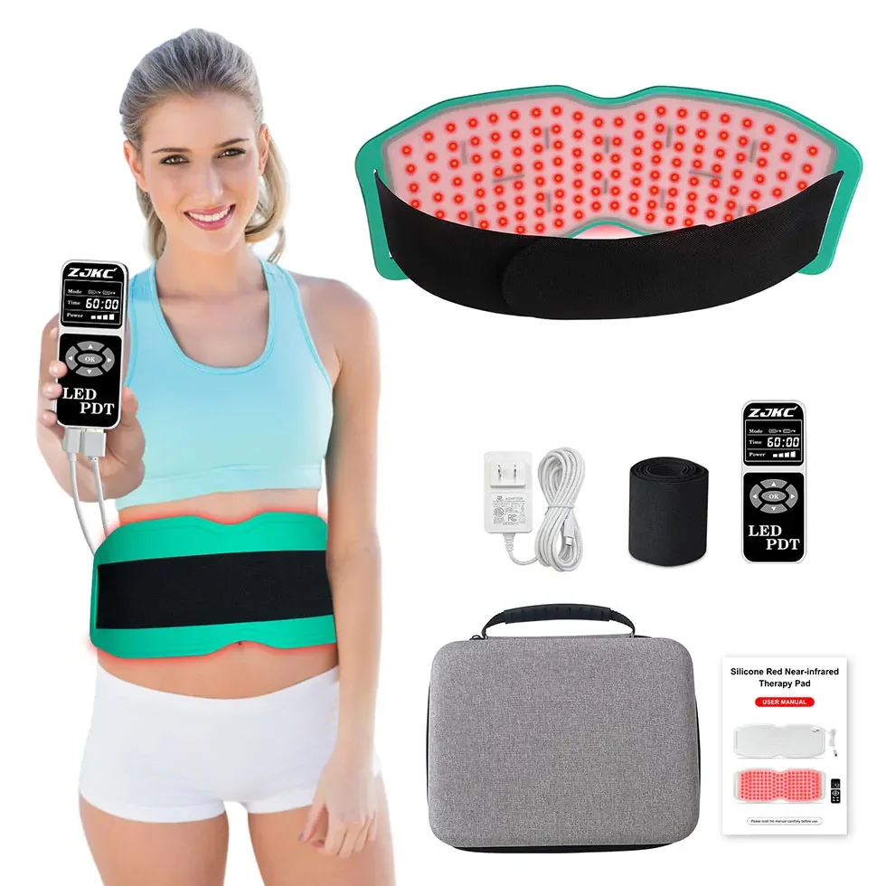 ZJKC Flexible Soft Silicone Red light therapy Belt Wrap 660nm 850nm 940nm Pad for Waist Back Abdomen Knees Wrists Joints Muscle