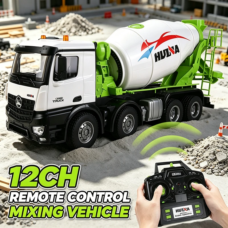 1:14 Scale RC Mixer Truck Remote Control Engineering Vehicle with Light & Sound Construction Model for Boys Wireless 1537