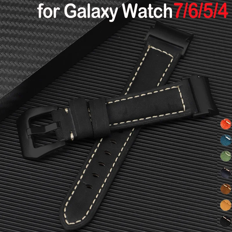 Correa de cuero sin espacio para Samsung Galaxy Watch 7 6 5 4 40mm 44mm 6 pulsera clásica de 43mm 47mm para Galaxy Watch 5Pro 45mm