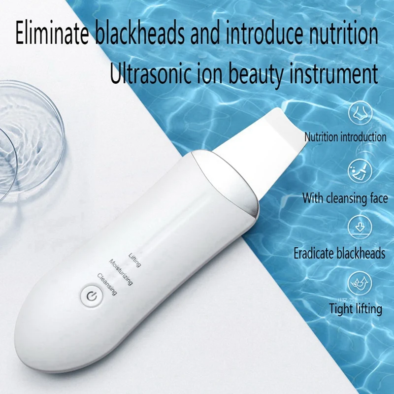 2X Ultrasonic Facial Skin Scrubber Beauty Machine Ion Deep Face Cleaning Peeling Shovel Exfoliating Skin Care Device