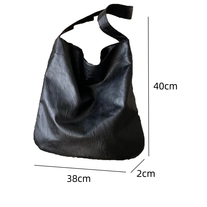 New Women\'s Fashion Shoulder Bags Bucket Bag Black Soft Skin High Capacity Handheld Bag Korean Leisure Versatile Crossbody Bags