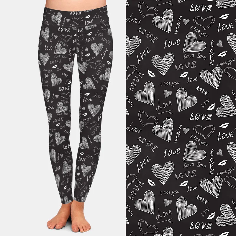 LETSFIND-mallas deportivas de cintura alta para mujer, Leggings elásticos con estampado 3D de San Valentín, ajustados y cálidos