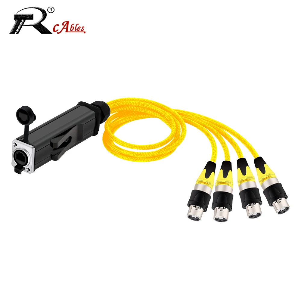 

Waterproof RJ45 Female to 4 Channel XLR Audio DMX Snake Cable Network Extension Color Braid Splitter Cable 0.5M-10M