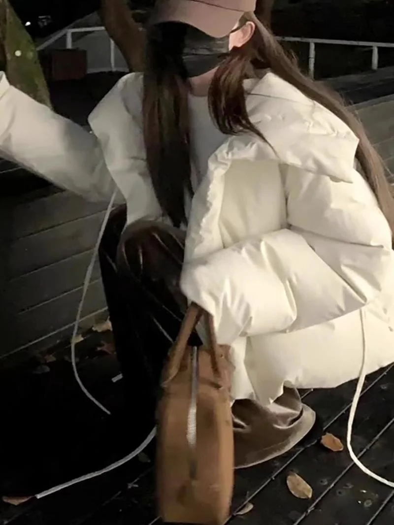 

ROUJE KEFSS White Short down Jacket Women's Winter New Style Duck down Collar Coat Commute Style for All Body Types