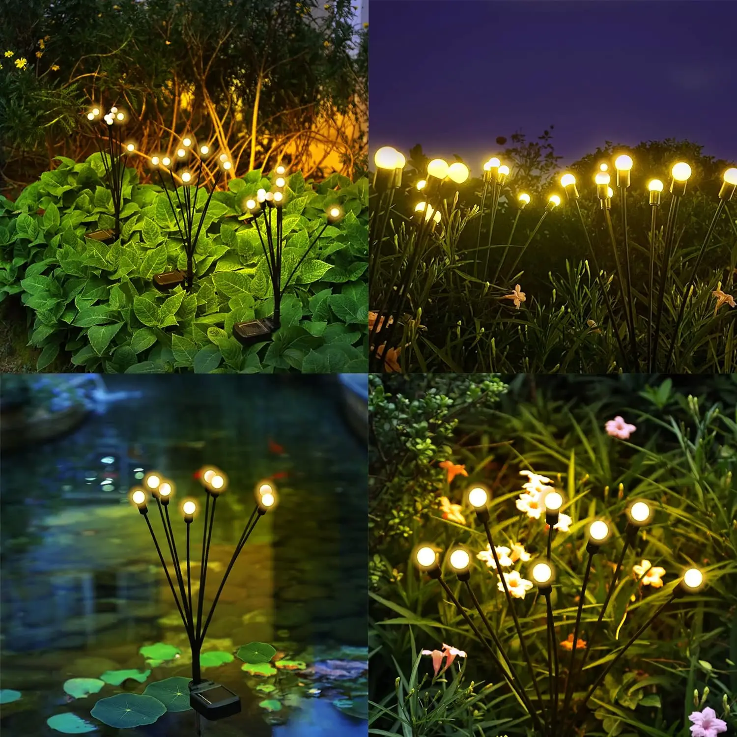 Imagem -05 - Impermeável Solar Garden Lamp Balançando a Luz Sway by Wind Firefly Lights Decorativo ao ar Livre para Pathway Lawn Landscape