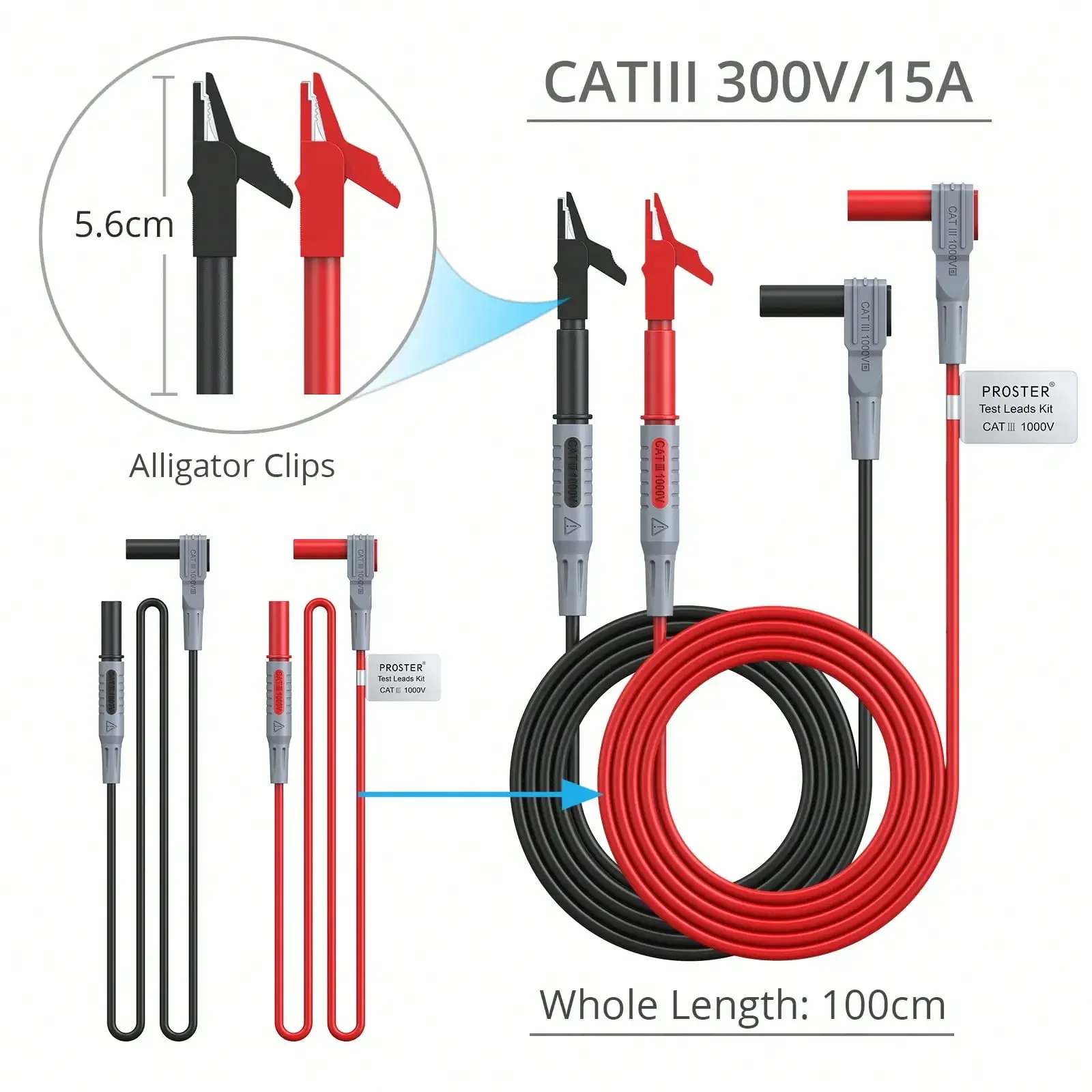 24-in-1 Electrical Multimeter Test Lead Multi Test Leads Kit with Alligator Clips,Spring Grabber,Banana Plug for Multimeter