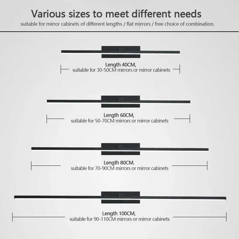 Lámpara frontal de espejo de 100cm para baño moderno, luces LED de pared para el hogar, tira Simple de aluminio, iluminación para espejo de maquillaje interior