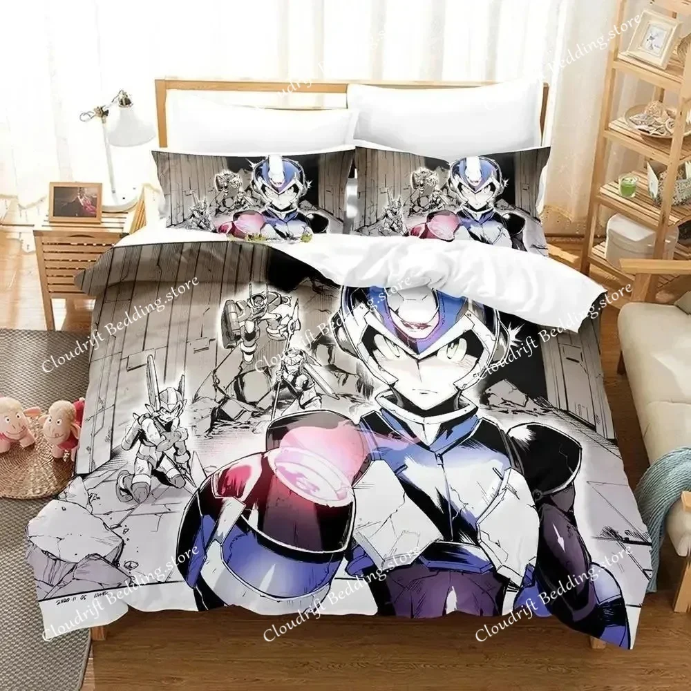 Mega Man X DiVE Bedding Set Single Twin Full Queen King Size Bed Set Adult Boys Bedroom Duvet Cover Sets 3D Anime Bed Set