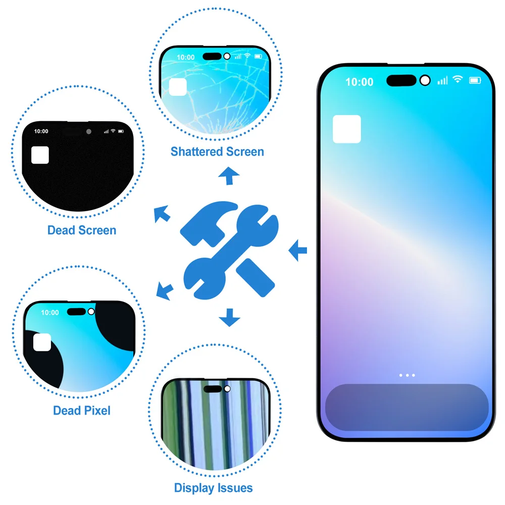RFLCD INCELL آيفون 15 برو شاشة الكريستال السائل مجموعة المحولات الرقمية لشاشة تعمل بلمس ل 15 برو LCD مع رقاقة نقل صحيح لهجة #3