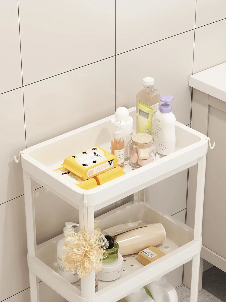 Storage rack floor standing bathroom multi-layer cosmetics storage rack household crevice storage rack snack cart