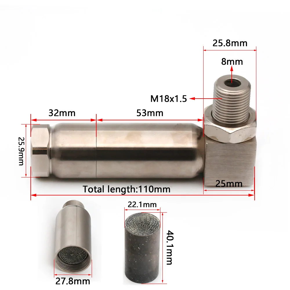 M18X1.5 O2 Sensor Spacer Adapter Angled Oxygen Extension 90 Degree Catted Catalyst Simulator Check Engine Light CEL Eliminator