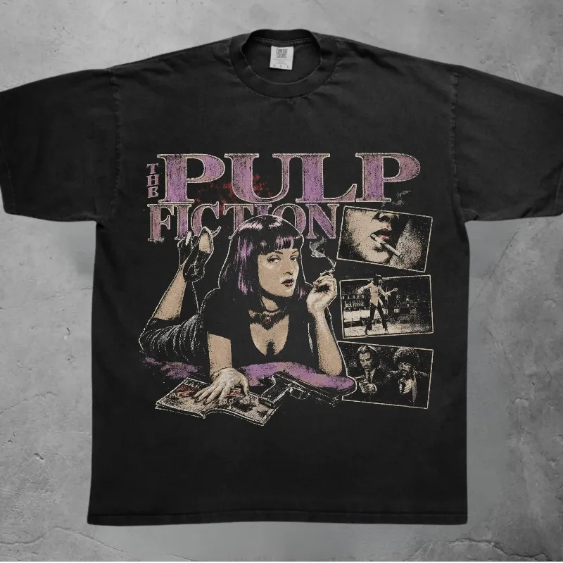 Mia Wallace T-shirt From Pulp Fiction | Movie Poster Men's Summer New Style High Street T-shirt Suitable for Both Men and Women