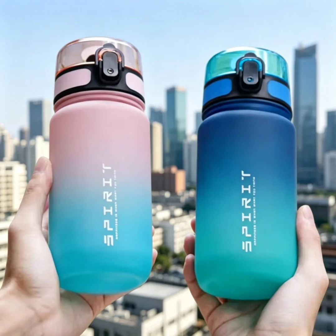 500ML High Aesthetic Frosted Gradient Water Cup, Lightweight Leak Proof Durable Reusable Large Capacity Bottle, Student