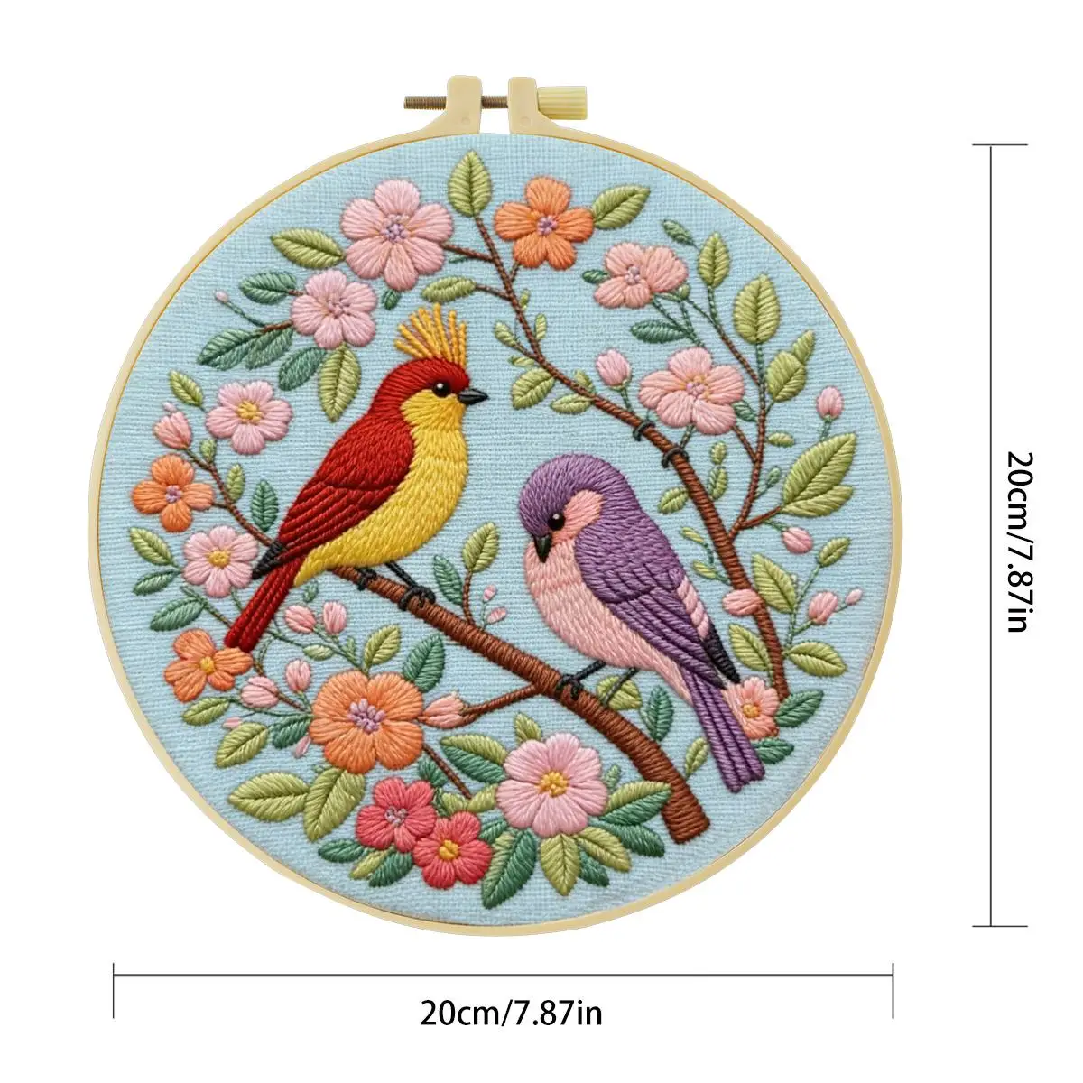 1 Stück 20X20CM/15X15CM 7,87/6,3 Zoll Vogel-Stickerei-Starter-Kit DIY-Kit DIY-Stickerei-Set Handarbeiten Nadelkunst Heimdekoration – Detail 4