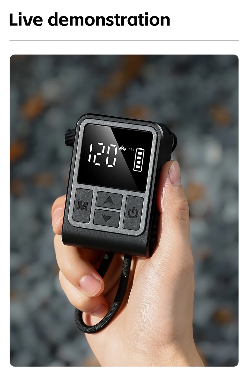 WEST BIKING 130PSI Mini Elektrische Fahrradpumpe Wiederaufladbarer Kompressor Reifenfüller Digitale Anzeige Luftpumpe Fahrradzubehör – Detail 17