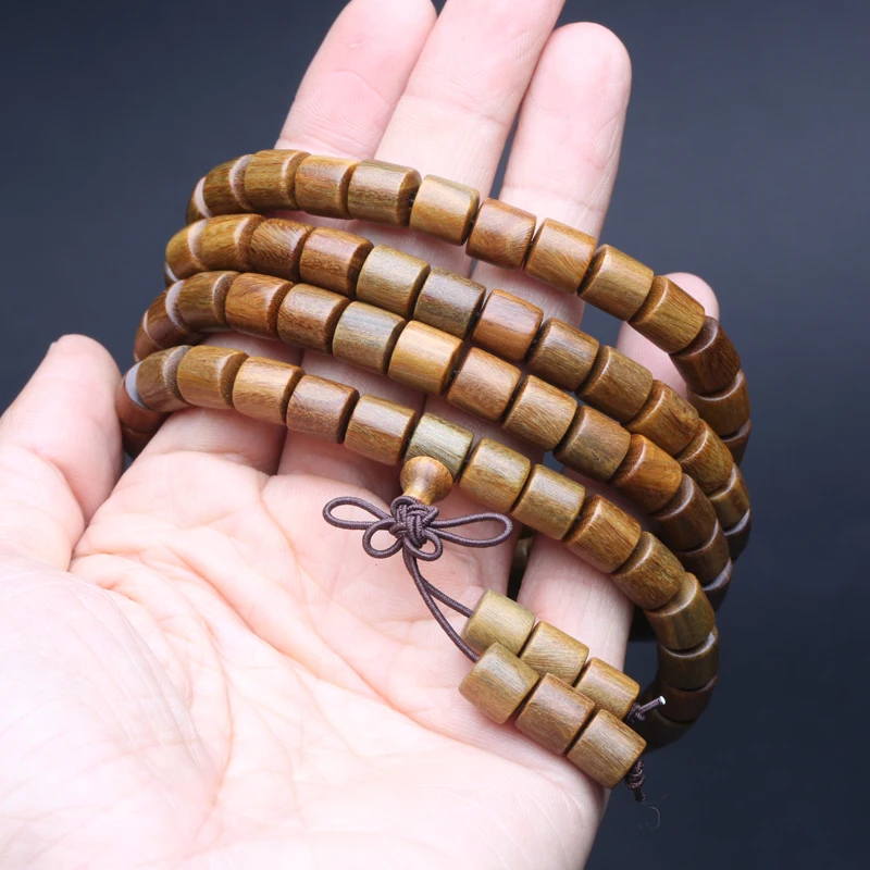 Sandalwood Tibetan Buddhist Prayer Wheel Type Bracelet 8mmx8mm Tibetan Six-Character Mantra Rosary Wooden Jewelry view 6
