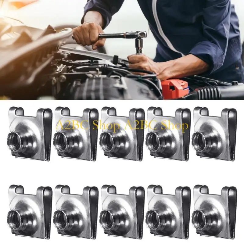 A2BC Auto Part Easy Installation Number Plate Fixed Buckle Bumper License Plate Mounting U Type Clips 6mm Nut