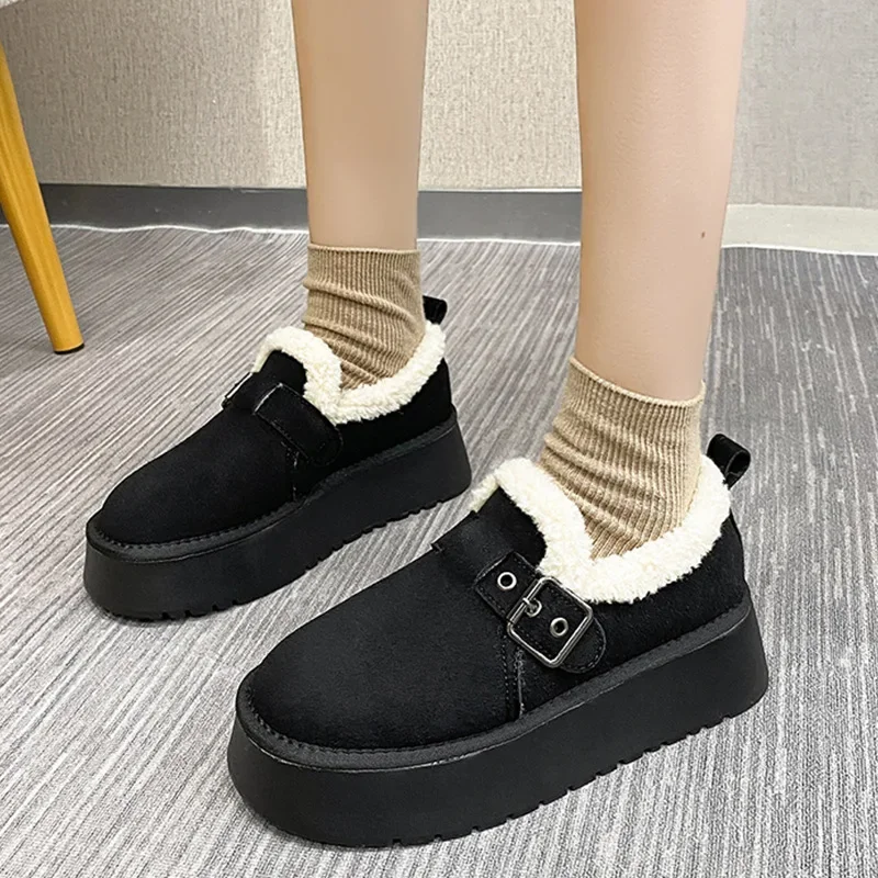 Fur Women Boots Winter Ankle Boots Hand Sewing Thread Mom Cotton Shoes for Women 2023 New Waterproof Short Snow Boot Botas Mujer