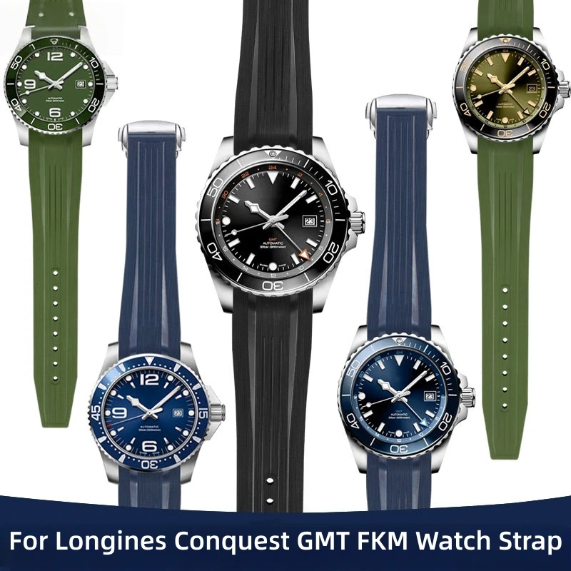 

Подходит для часов Longines GMT Series, 20 мм/21 мм, ремешок из каучука FKM с изогнутым концом, подходит для циферблатов 41 мм/42 мм.