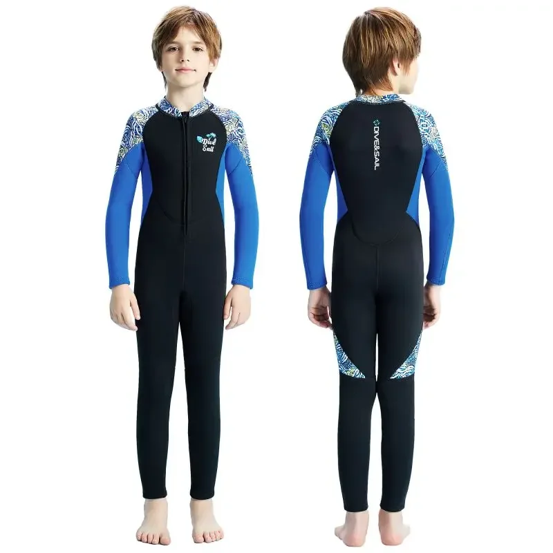 أطفال بنين بنات بأكمام طويلة تصفح الغوص ملابس السباحة الأطفال بذلة للمياه الباردة الغوص تصفح بحر #2