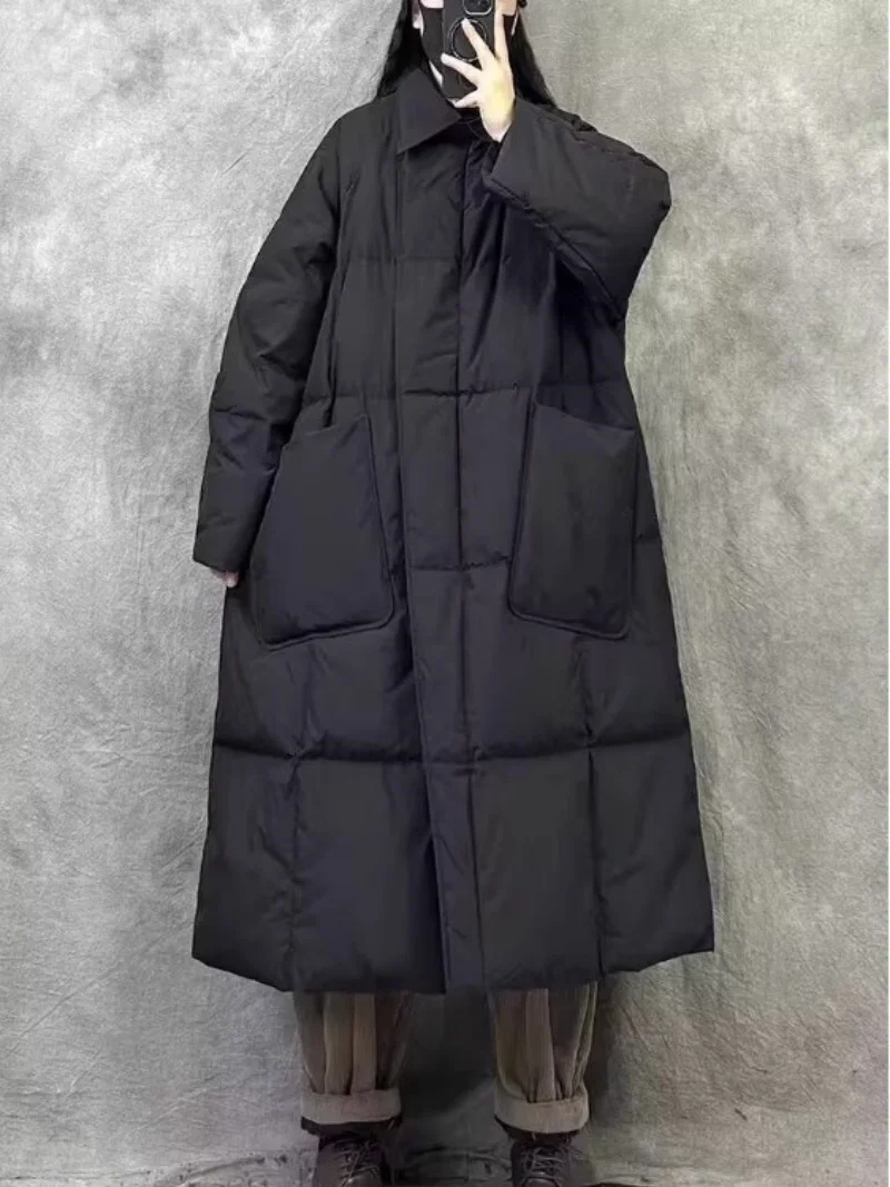 

Высококачественная хлопковая куртка средней длины в стиле ретро для женщин, зима 2022, новая мода, длинное пальто большого размера, парки, пальто W1260