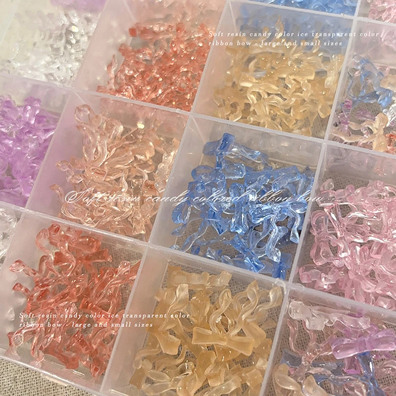 30 قطعة لامعة الجليد الشريط الشفاف مسمار السحر ربطة القوس فيونكة راتنج مسطح ثلاثية الأبعاد مسمار الفن الديكور أجزاء اكسسوارات لوازم DIY بها بنفسك #5