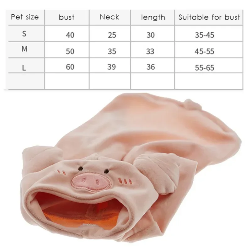 Dog Cute Pig Head Hoodies Clothes Pet Puppy Cartoon Costumes Plush Jumpsuit for French Bulldog Teddy Clothes, S/M/L