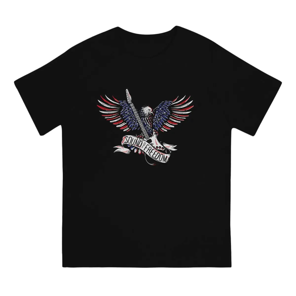 Men's Patriotic Eagle With Guitar T Shirts Sound Of Freedom Pure Cotton Clothes Leisure Short Sleeve Crew Neck Tees T-Shirts