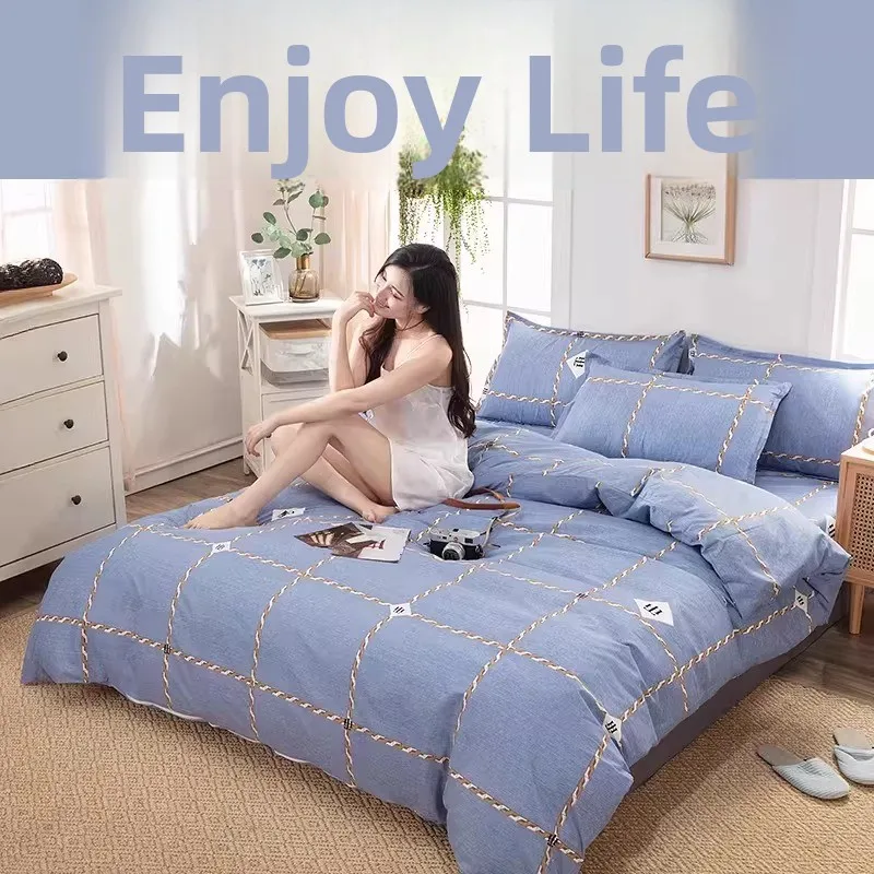 

Комплект постельного белья из чистого хлопка, 4 предмета, высокое качество, пододеяльник 50 см, 80x200 см, простыни для односпальной и двуспальной кровати, наволочки