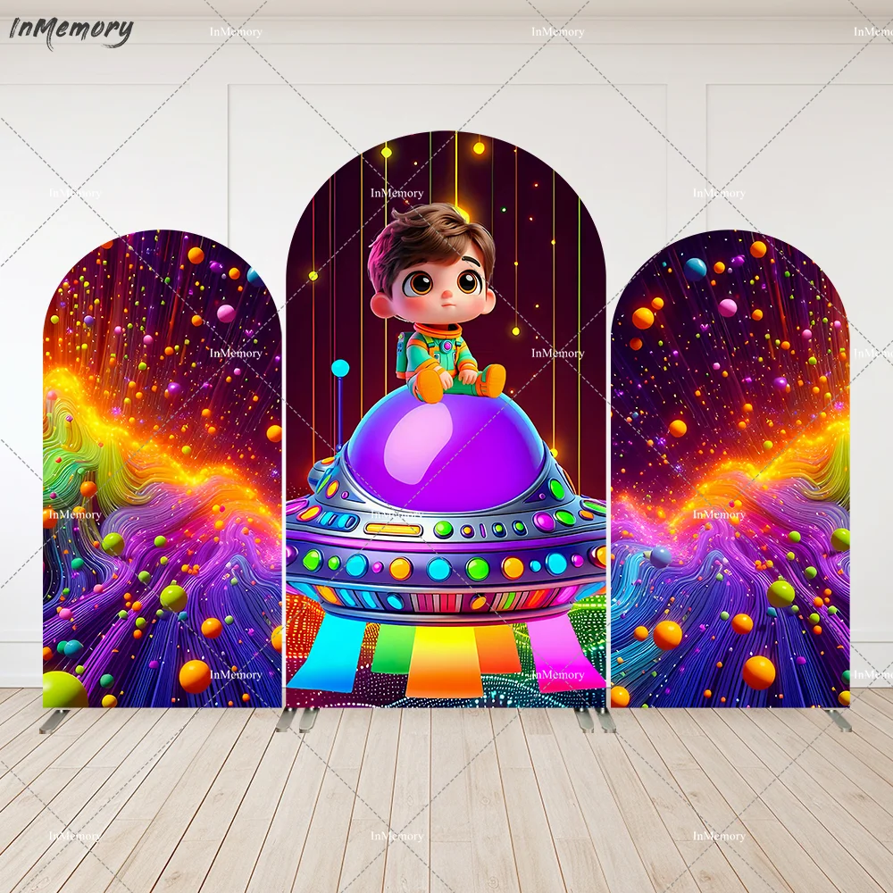 

3D милый астронавт, арка на день рождения, настенные панели, фон Chiara, космическое небо, ракетки для мальчика, детский душ, фон, баннер