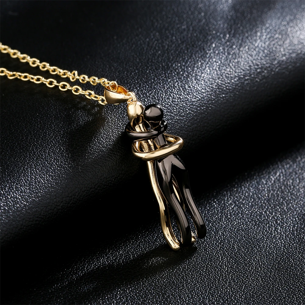 NEWBUY High Quality Gold Color Copper Wedding Jewelry 2022 Fashion Unique Design Women Men Give me a Hug Necklace Wholesale