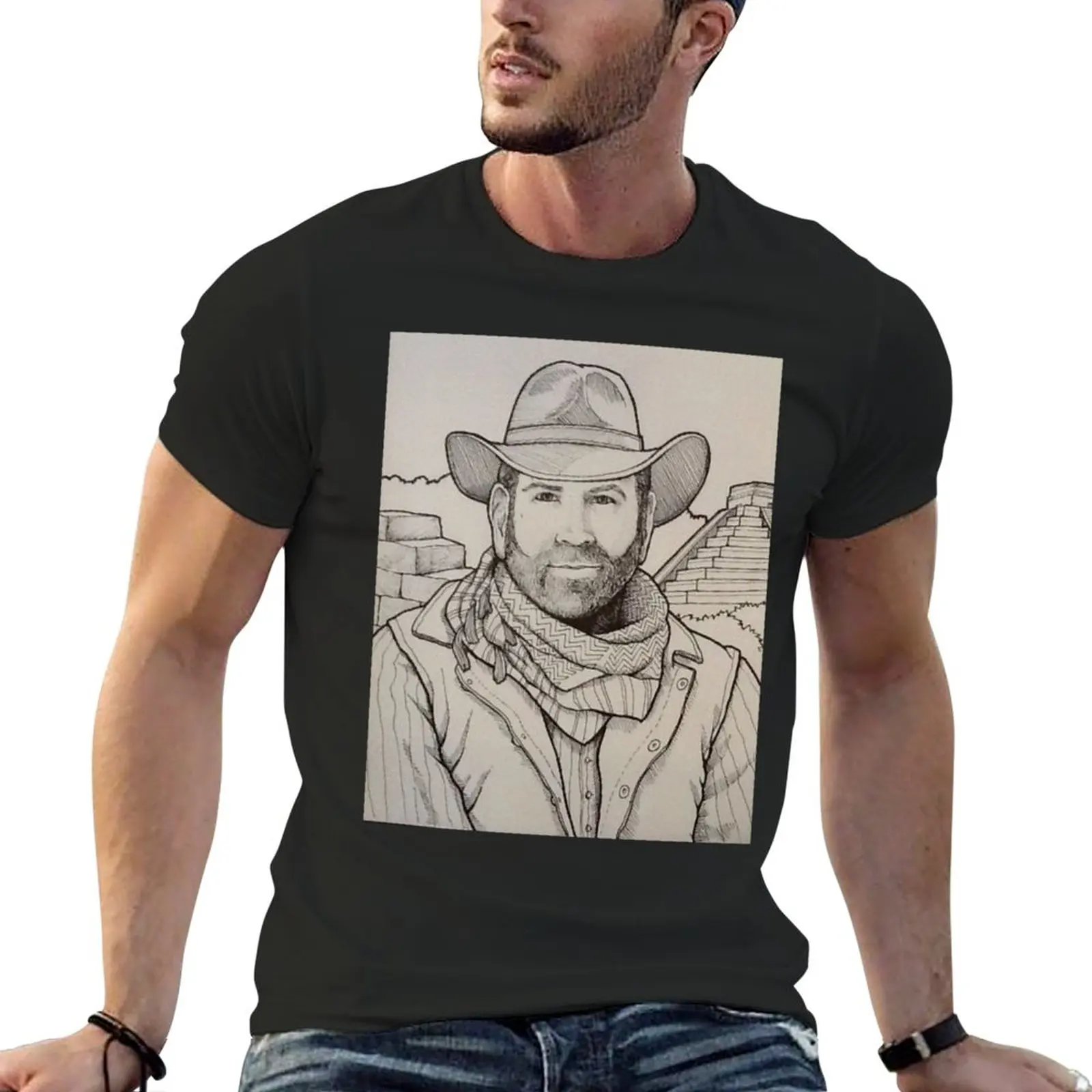 Josh Gates High Quality Design T-Shirt vintage clothes black t shirts heavy weight t shirts for men