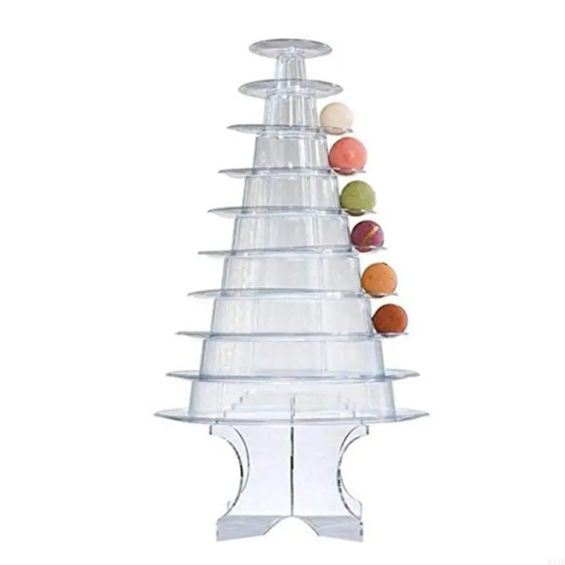 Acrylic Macaron Display Rack with Base Cupcake Stand 10-Tier Cupcake Tower for Baby Shower, Birthday Party,Wedding Decor