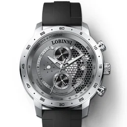 Robinni-メンズ発光メカニカルスポーツウォッチ、自動、防水、ラバーストラップ、発光、新品、50m