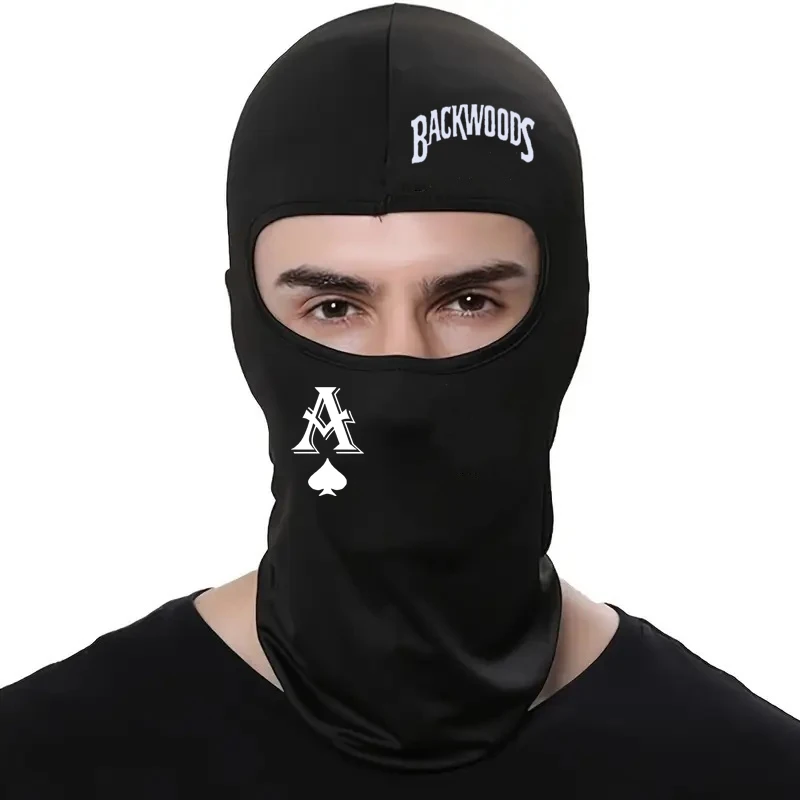 قطعة واحدة من عصابة الرأس المطبوعة بأحرف لركوب الدراجات في الهواء الطلق للرجال، قناع وجه عالمي عصري لجميع المواسم