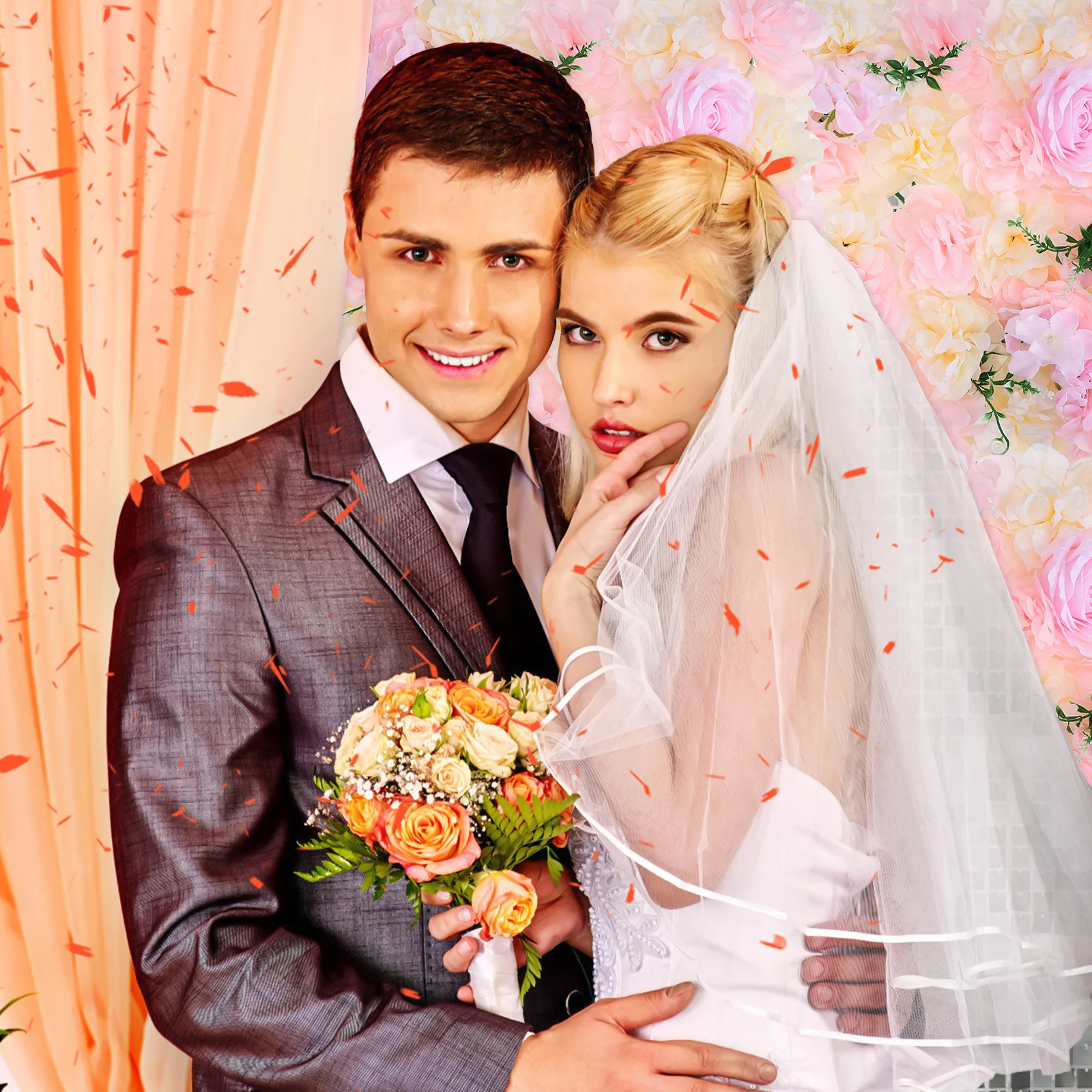 

6Pcs Flower Wall Decor Realistic Artificial Floral Panels Simulation Wedding Backdrop Flowers for Party Home Decoration